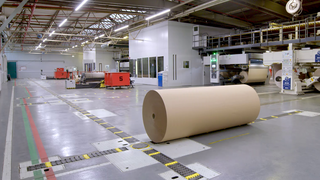 Papierrollentransport zur Wellpappenanlage